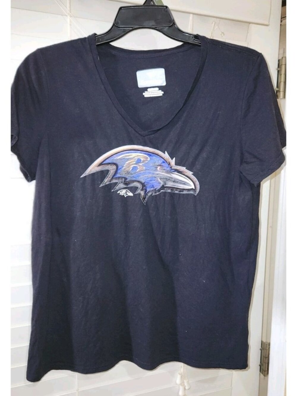 Womens BALTIMORE RAVENS Football T-Shirt V-Neck Fanatics XL